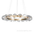 Black Metal Smoke Grey Glass Chandelier Lampa